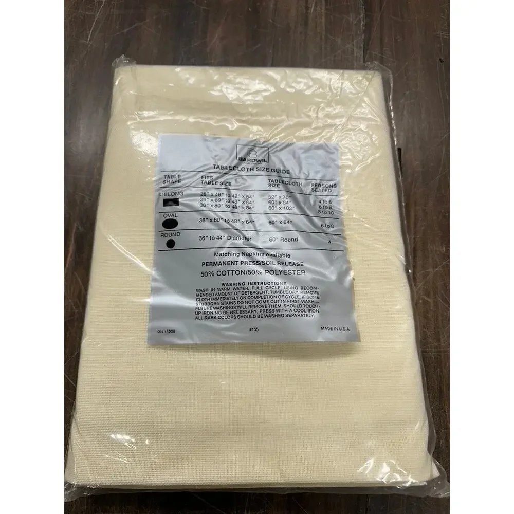 NEW Vintage Country Manor Tablecloth 60x84 Cream Color BARDWILL ‎ Fine linens
